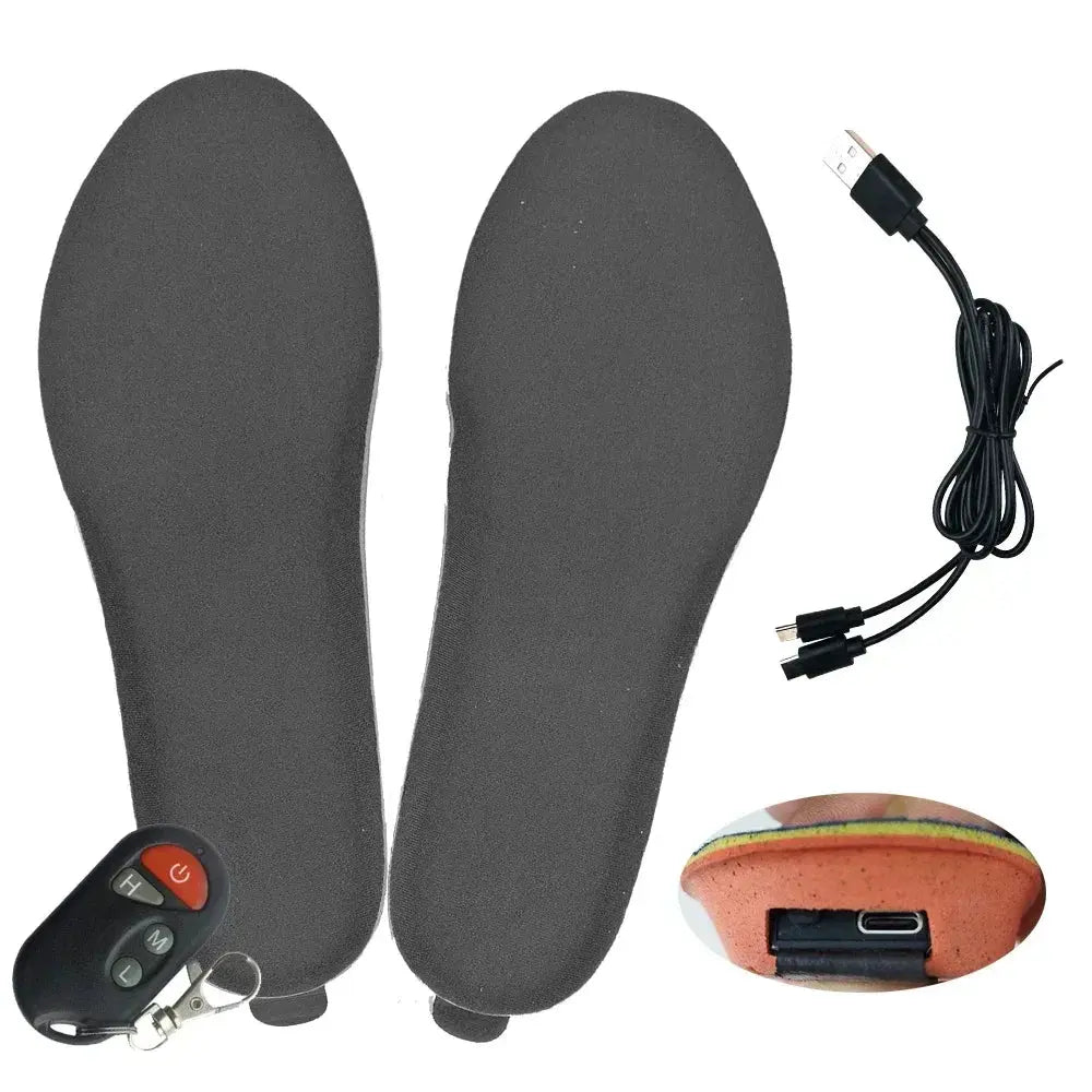 Rechargeable USB Electric Foot Warmer Heated Insoles Heating Soles Boots Insert with Remote Control for Man Women -  Streetsharks