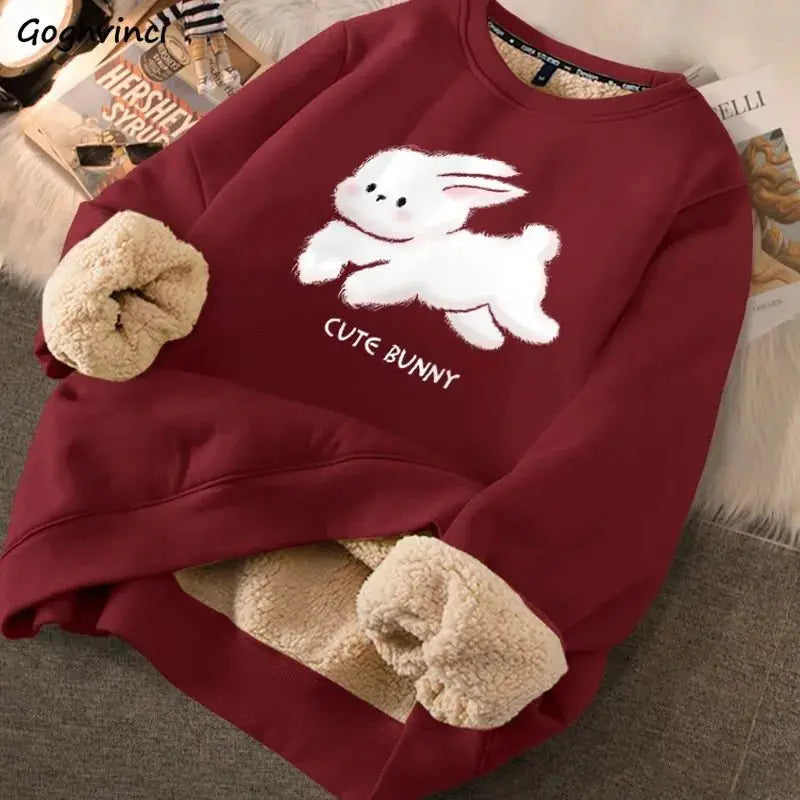 Red Velvet Rabbits Sweatshirts Women  New Year Loose Autumn Clothing Streetsharks