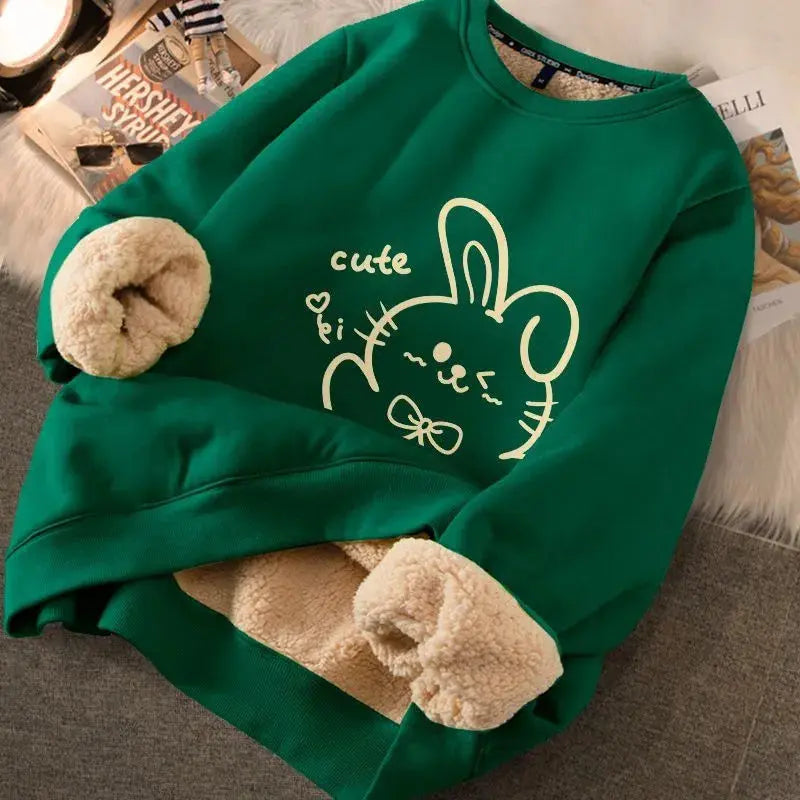 Red Velvet Rabbits Sweatshirts Women  New Year Loose Autumn Clothing -  Streetsharks