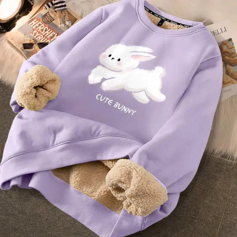 Red Velvet Rabbits Sweatshirts Women  New Year Loose Autumn Clothing -  Streetsharks