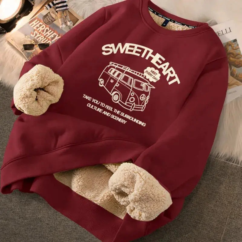 Red Velvet Rabbits Sweatshirts Women  New Year Loose Autumn Clothing -  Streetsharks