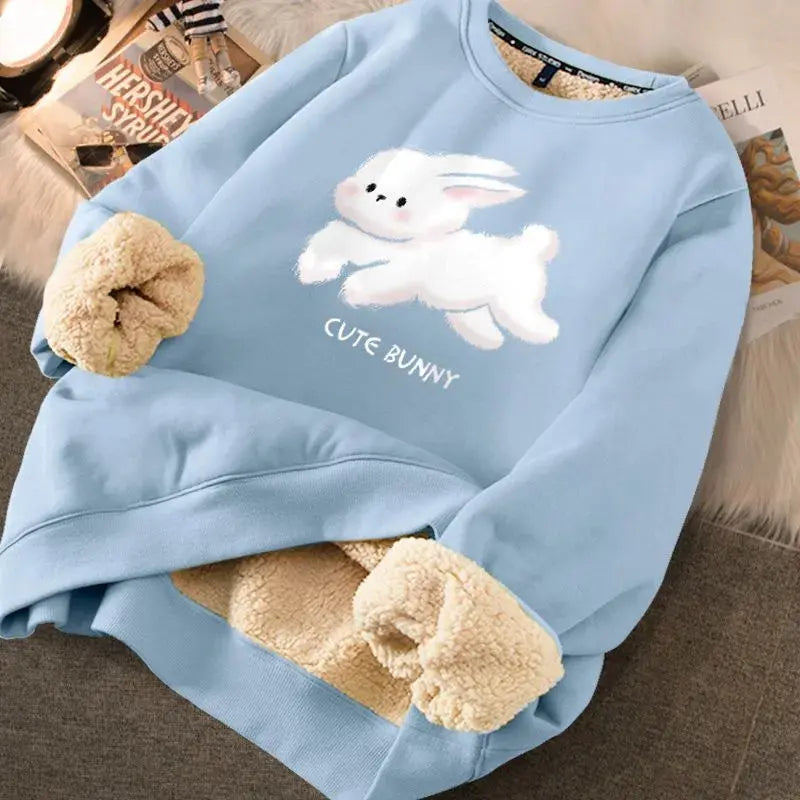 Red Velvet Rabbits Sweatshirts Women  New Year Loose Autumn Clothing -  Streetsharks