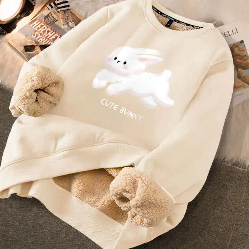 Red Velvet Rabbits Sweatshirts Women  New Year Loose Autumn Clothing -  Streetsharks