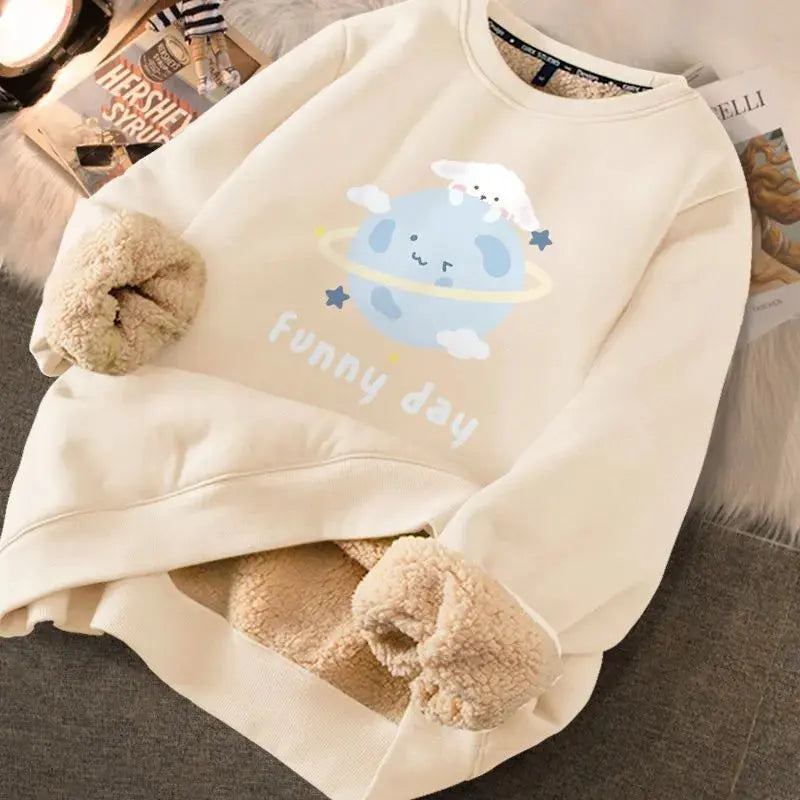 Red Velvet Rabbits Sweatshirts Women  New Year Loose Autumn Clothing -  Streetsharks