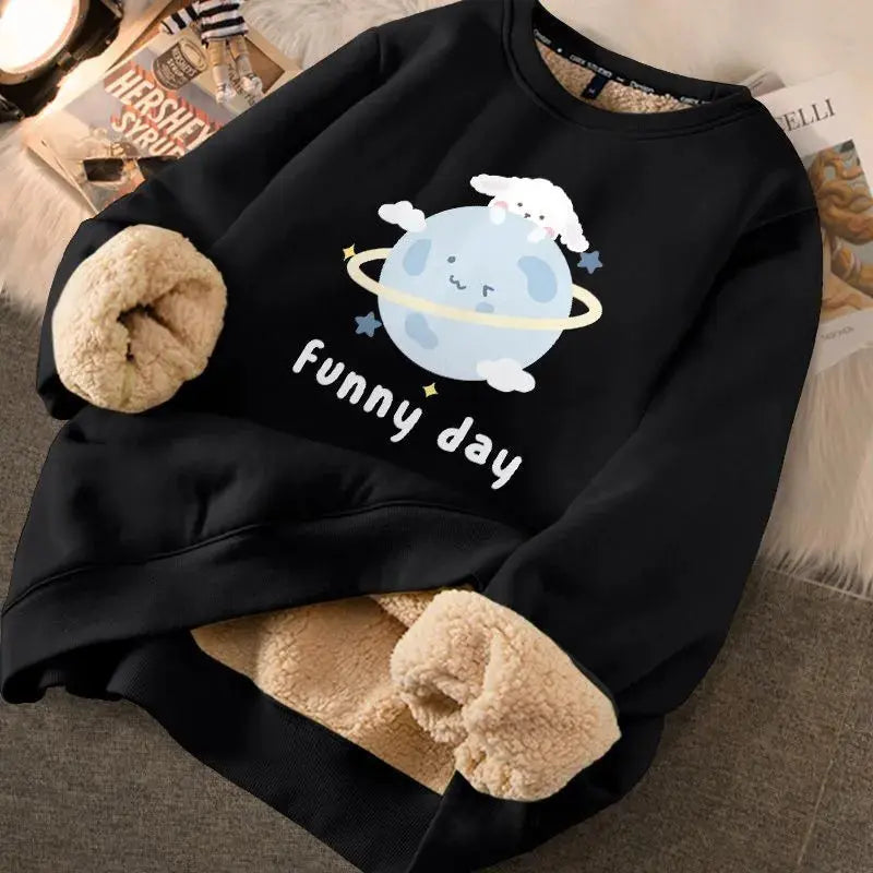 Red Velvet Rabbits Sweatshirts Women  New Year Loose Autumn Clothing -  Streetsharks