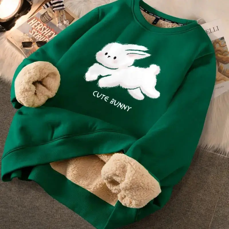 Red Velvet Rabbits Sweatshirts Women  New Year Loose Autumn Clothing -  Streetsharks