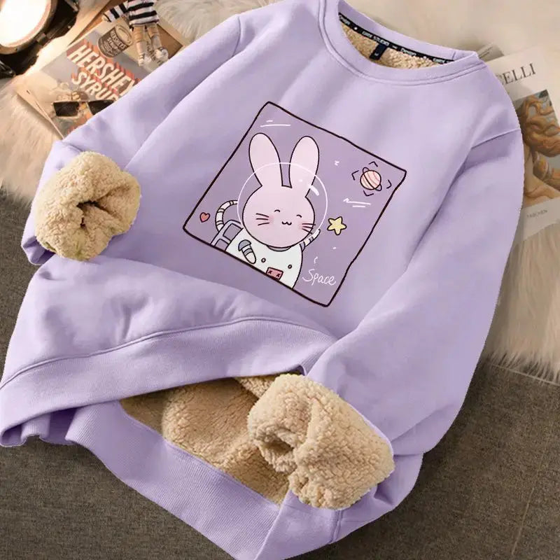 Red Velvet Rabbits Sweatshirts Women  New Year Loose Autumn Clothing -  Streetsharks