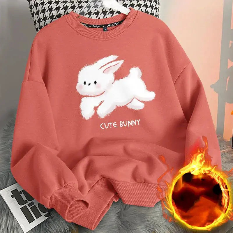 Red Velvet Rabbits Sweatshirts Women  New Year Loose Autumn Clothing -  Streetsharks