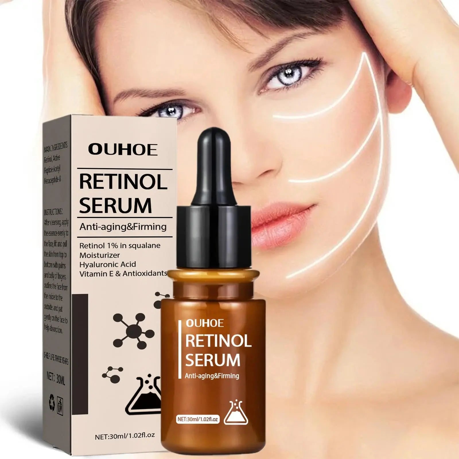 Retinol Wrinkles Removal Face Serum Lift Firming Anti-Aging Fade Fine Lines Skin Care Essence Streetsharks