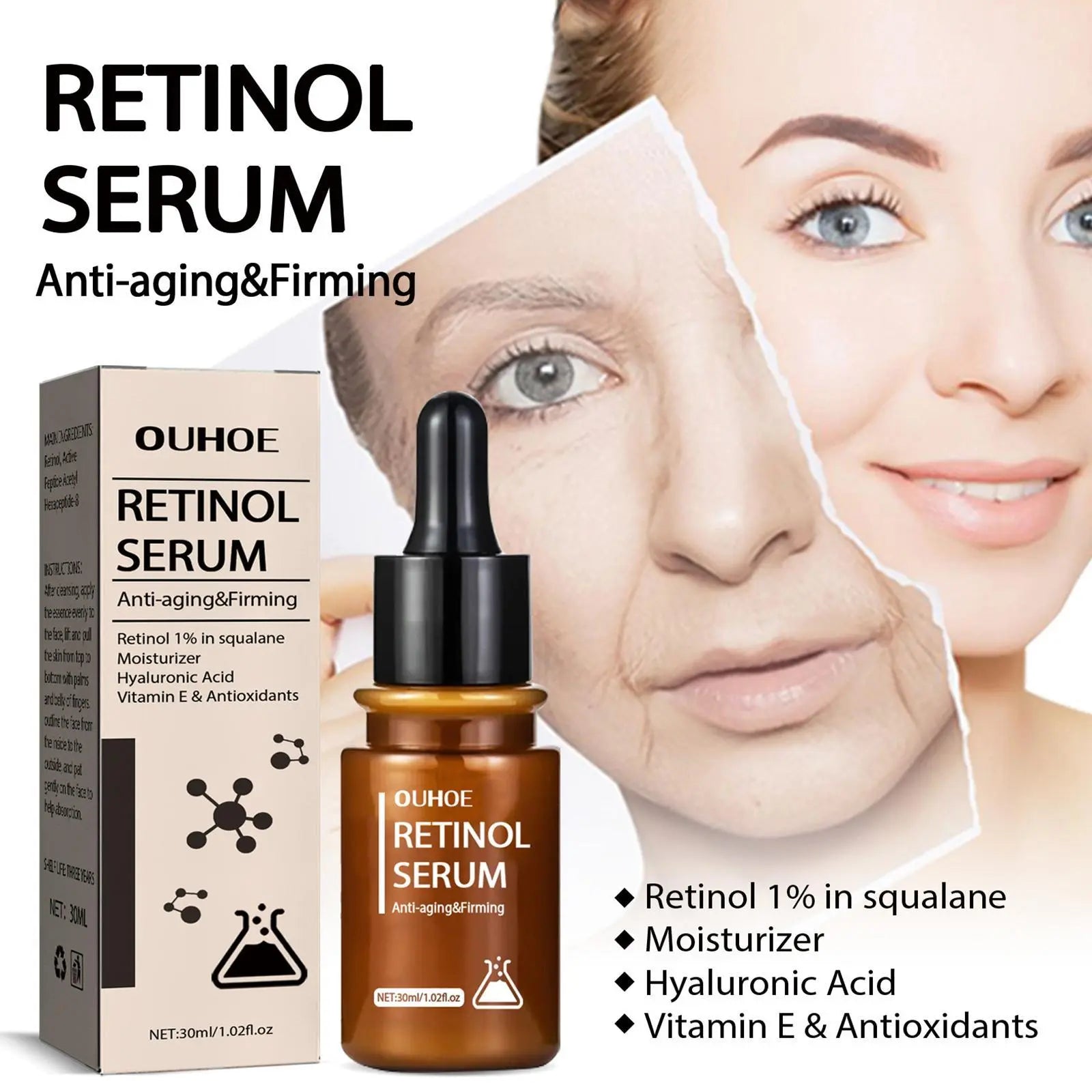 Retinol Wrinkles Removal Face Serum Lift Firming Anti-Aging Fade Fine Lines Skin Care Essence -  Streetsharks