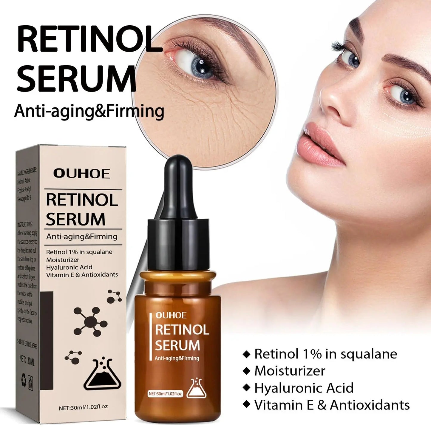 Retinol Wrinkles Removal Face Serum Lift Firming Anti-Aging Fade Fine Lines Skin Care Essence Streetsharks