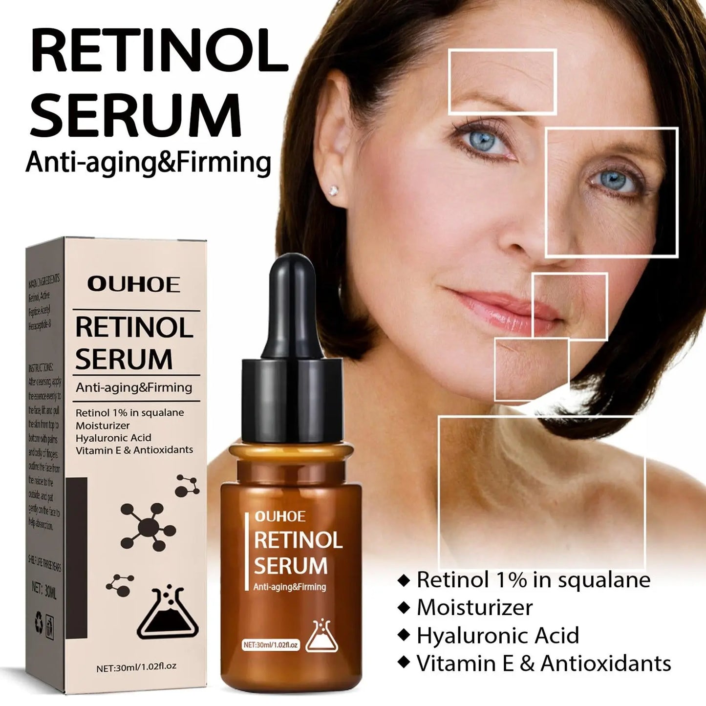 Retinol Wrinkles Removal Face Serum Lift Firming Anti-Aging Fade Fine Lines Skin Care Essence Streetsharks