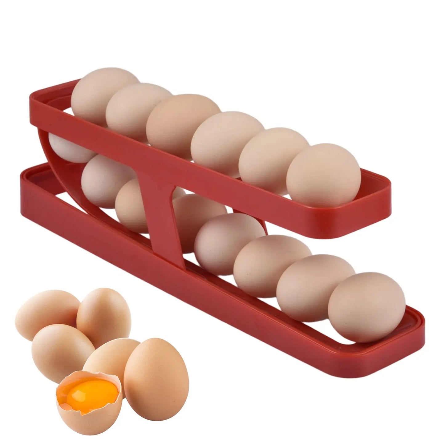 Roll-down refrigerator with egg dispenser; Egg Rack Holder Storage Box; Egg Basket Container Organizer StreetSharks