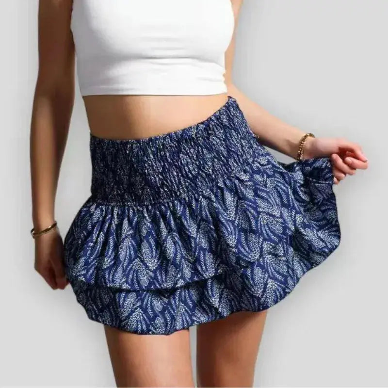 Ruffle Edge Printed Skirt Women Fashion New Floral Pleated Short Skirt Female Vacation Boho Miniskirt Sexy Girl Y2k Skirts Mujer -  Streetsharks