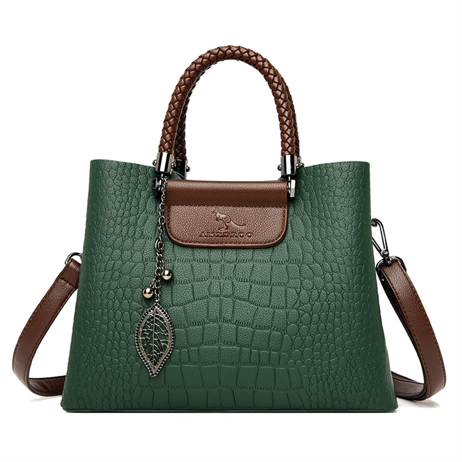 Brand Leather 3 Layers Alligator Crossbody Bag for Women Female Shoulder Messenger Sac Luxury Designer Ladies Handbags