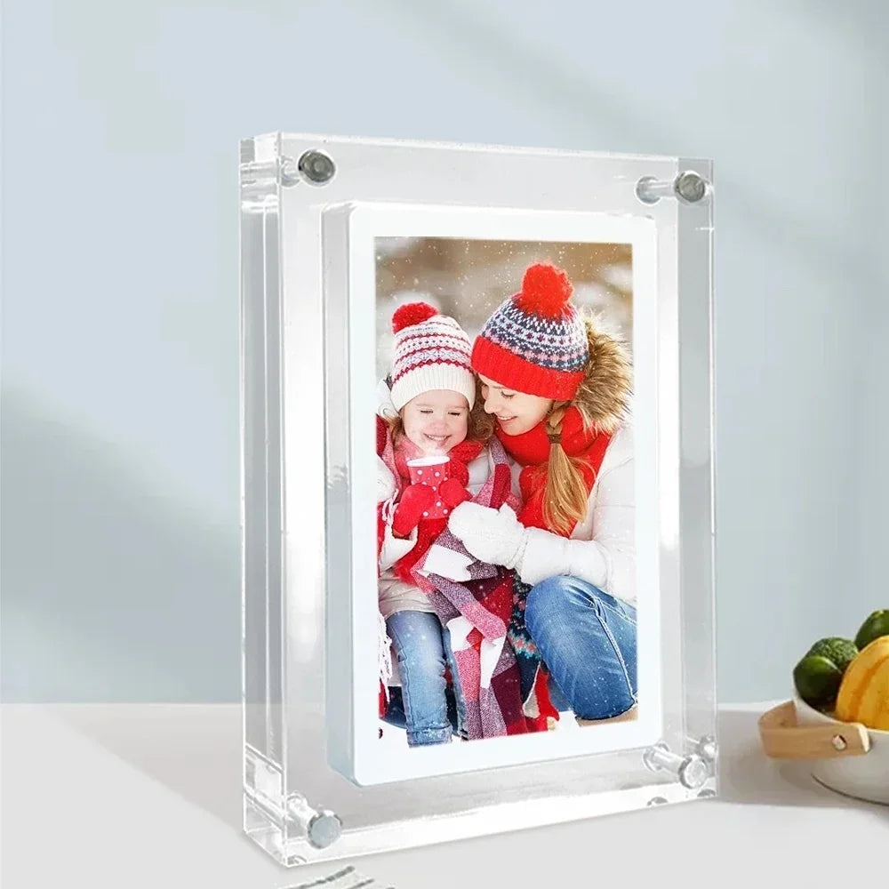 **CrystalView 5" Acrylic Digital Photo Frame – IPS Display | 1000mAh Battery | 2GB Memory**