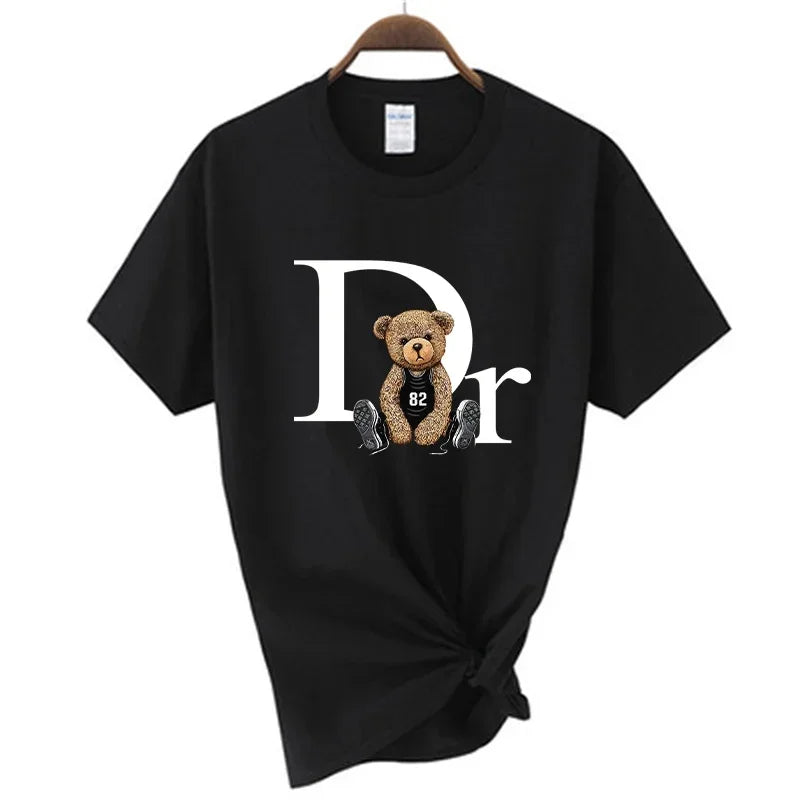 Luxury Brand Cute Bear Print Women T-shirt  Tshirt Summer Graphic Fashion Female polyester T Shirts Woman Clothing Free Shipping