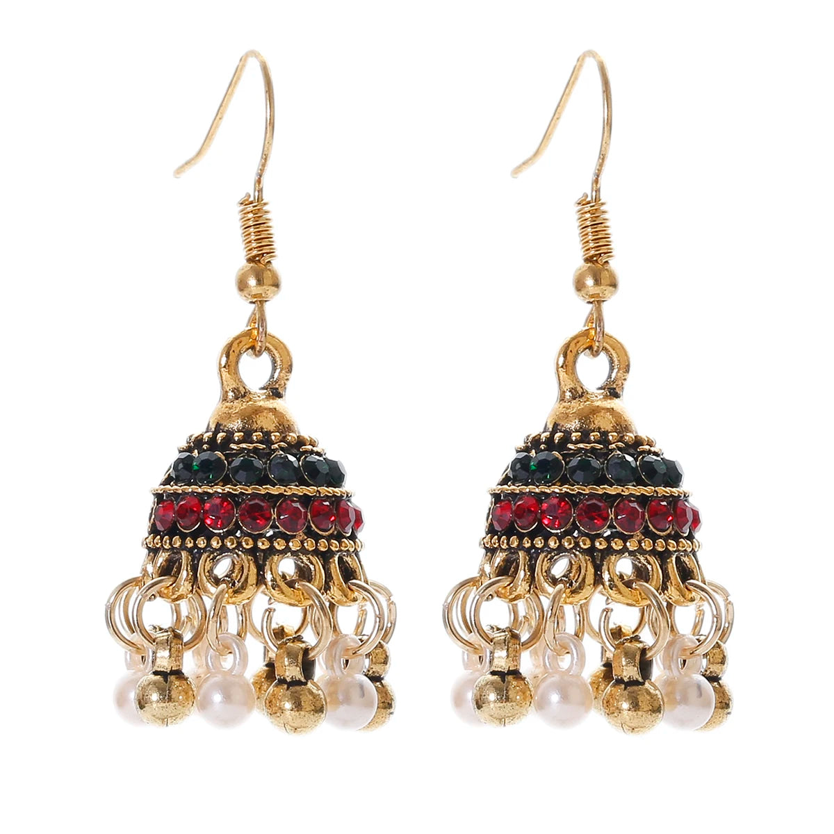 Ethnic Retro Geometric Turkish Jhumka Earrings For Women Indian Jewelry Flower Gold Color Bell Tassel Dangling Earrings Streetsharks