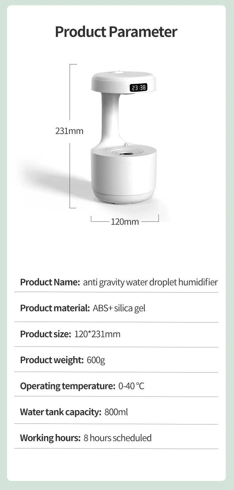 New Anti-Gravity Humidifier Desktop Mute Large Capacity Small Household Air Humidifier Bedroom Air Purification Fog Streetsharks