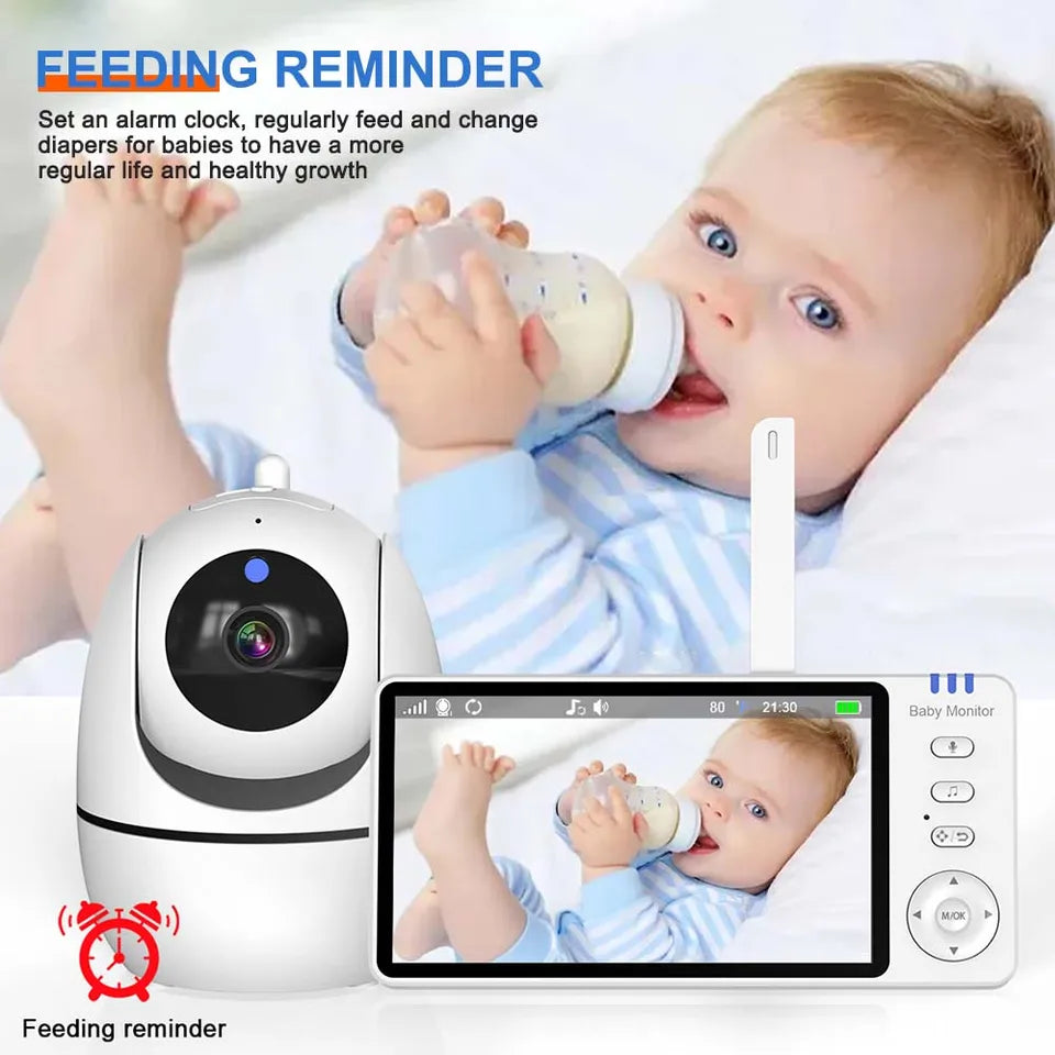 5&#039;&#039; Video Baby Monitor 2.4G Mother Kids Night Vision Zoom PTZ Video Surveillance Cameras With Temperature display Screen ABM501