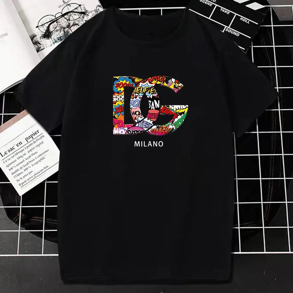 Luxury Brand Fashion T Shirt for Men Summer Letters Print Short Sleeve Tshirt Casual Breathable Women T-Shirt Kids Clothing