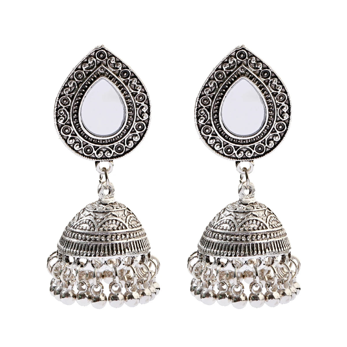 Ethnic Retro Geometric Turkish Jhumka Earrings For Women Indian Jewelry Flower Gold Color Bell Tassel Dangling Earrings Streetsharks