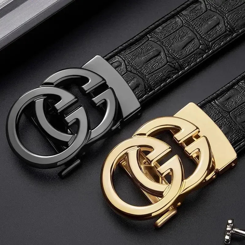 Men's Belt Made of High Quality Material, Metal Alloy Automatic Buckle Brand, Luxurious Design, Men's Belt