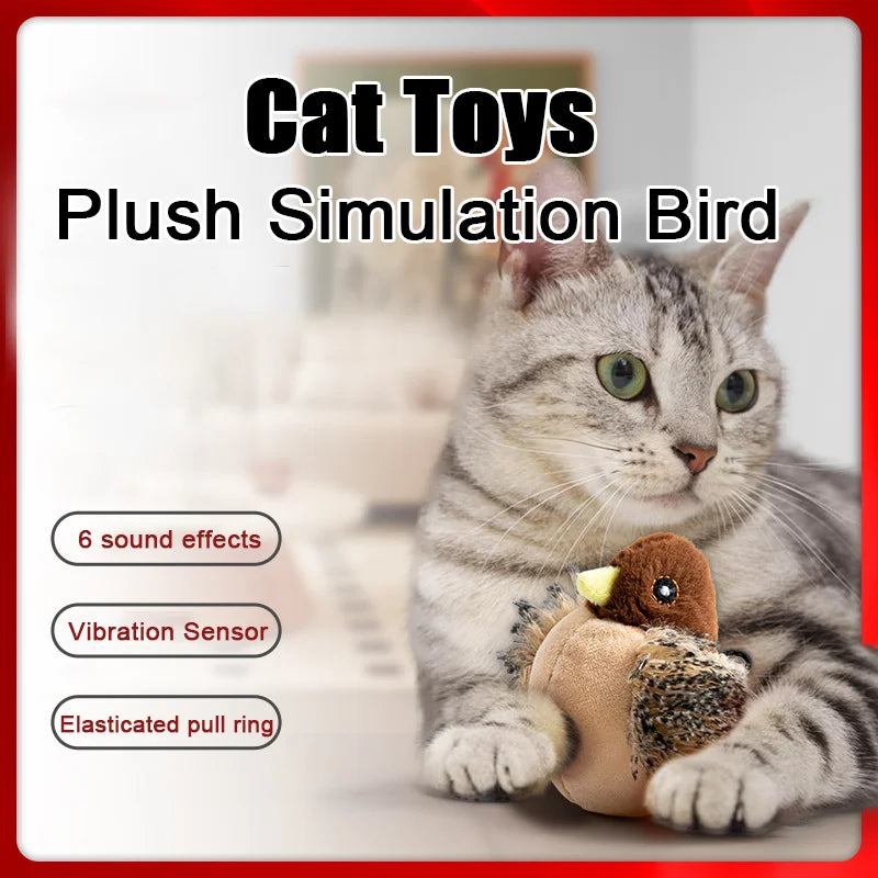 Flapping Bird Cat Toy, Interactive Flappy Bird Cat Toy Bird Toy for Cats, Simulated Chirping Bird Cat Toy, Interactive Cat Toy