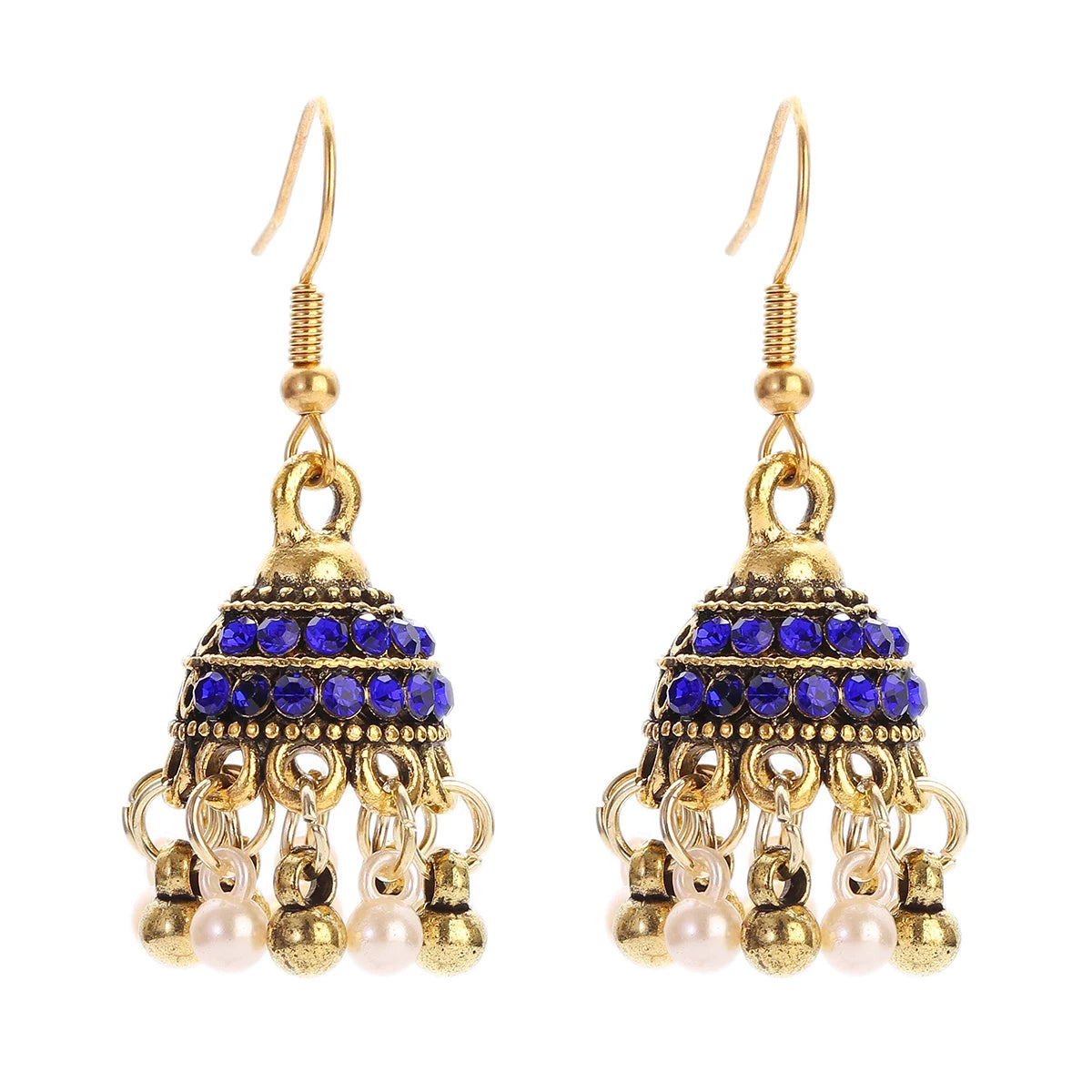 Ethnic Retro Geometric Turkish Jhumka Earrings For Women Indian Jewelry Flower Gold Color Bell Tassel Dangling Earrings Streetsharks