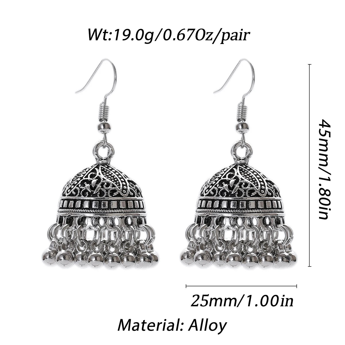 Classic Silver Color Small Earrings Indian Jewelry Piercing For Women Ethnic Bollywood Earrings Streetsharks