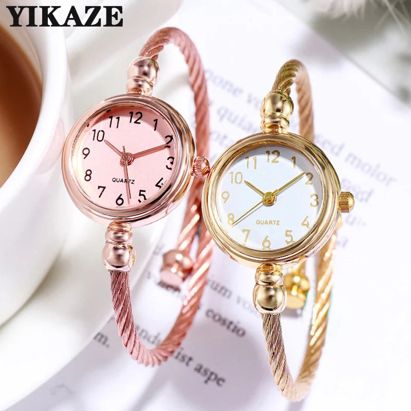 YIKAZE Women Bracelet Watch Retro Gold Bangle Women Watches Stainless Steel Retro Ladies Quartz Wristwatch Clock Dress Watch TU Streetsharks