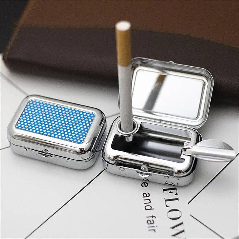 Outdoor Mini Portable Metal Cigarette Ashtray Fashion Ashtray Wiht Lockable Lid Desktop Ash Case Pocket Ashtray Gift For Man