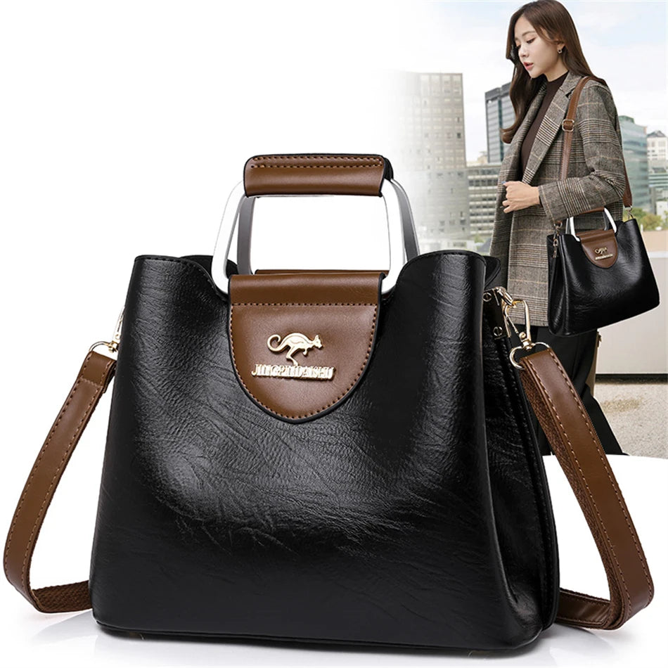 Luxury Designer Handbag Purses for Women 2024 Female Oil Leather Branded Shoulder Crossbody Messenger Tote Bag Small Fashion Sac