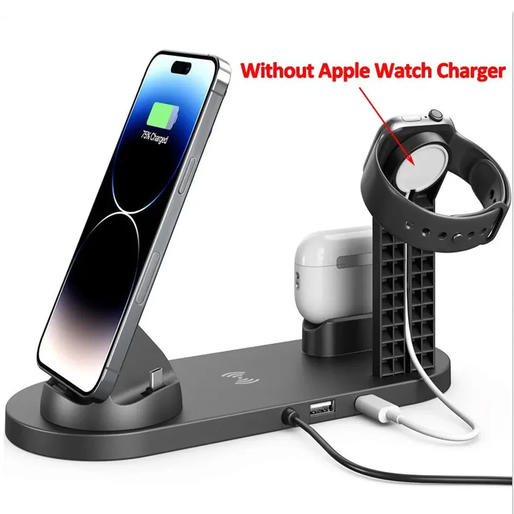 30W 6 in 1 Wireless Charger Stand Pad For iPhone 15 14 13 12 X Apple Watch Fast Charging Dock Station for Airpods Pro iWatch 7