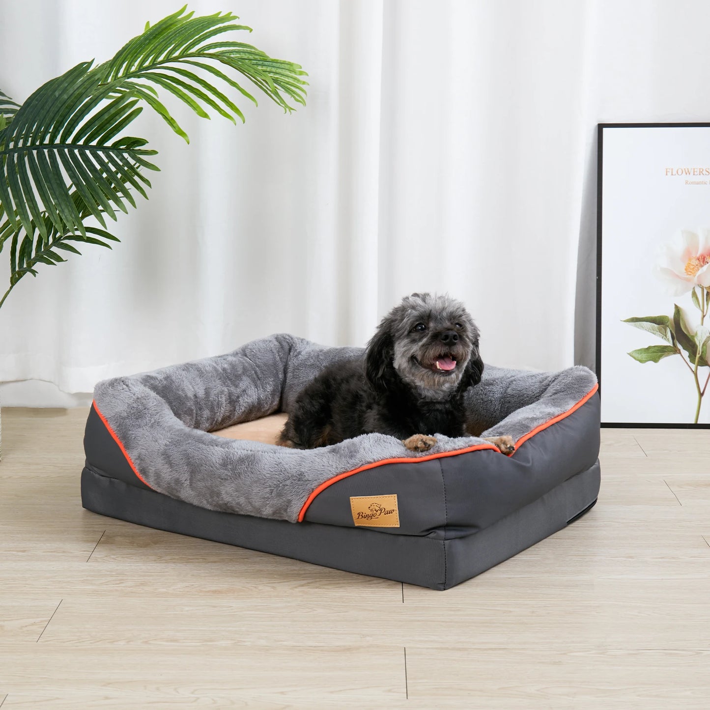 L XL 2XL 3XL Dog Bed Super Soft Orthopedic Foam Pet Bed Sleeping Mat with Cotton-padded Bolster and Removable Cover Streetsharks