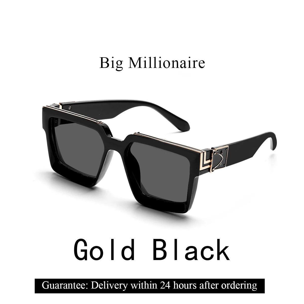 Ruiao Retro Black Millionaire Shades Luxury Sunglasses 2024 For Men Designer Famous Brand Square Sun Glasses Man Women Sunglass