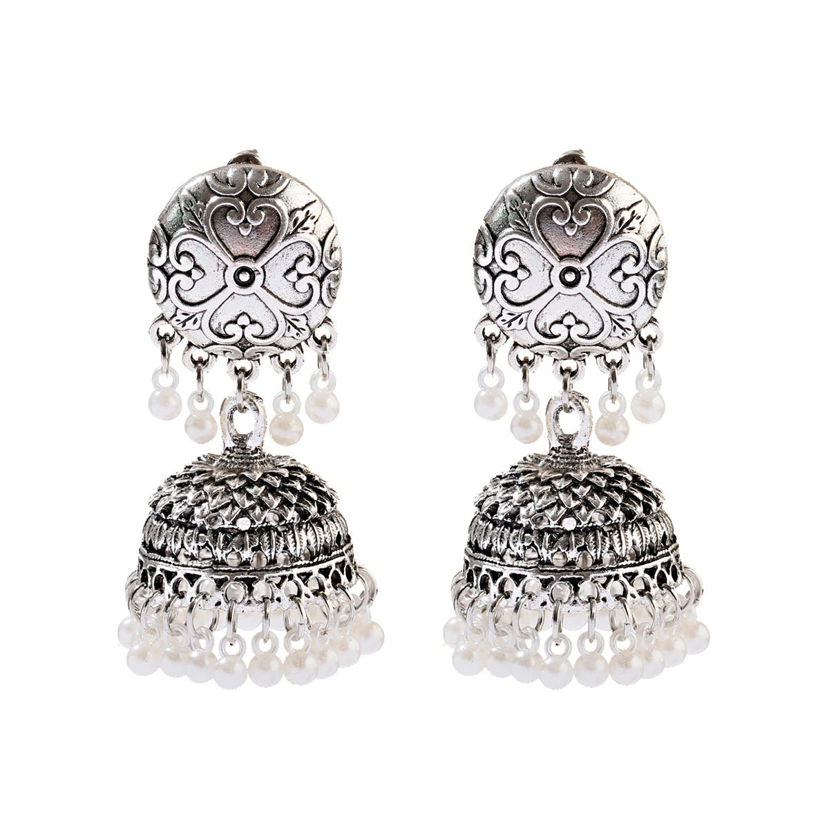 Ethnic Retro Geometric Turkish Jhumka Earrings For Women Indian Jewelry Flower Gold Color Bell Tassel Dangling Earrings Streetsharks