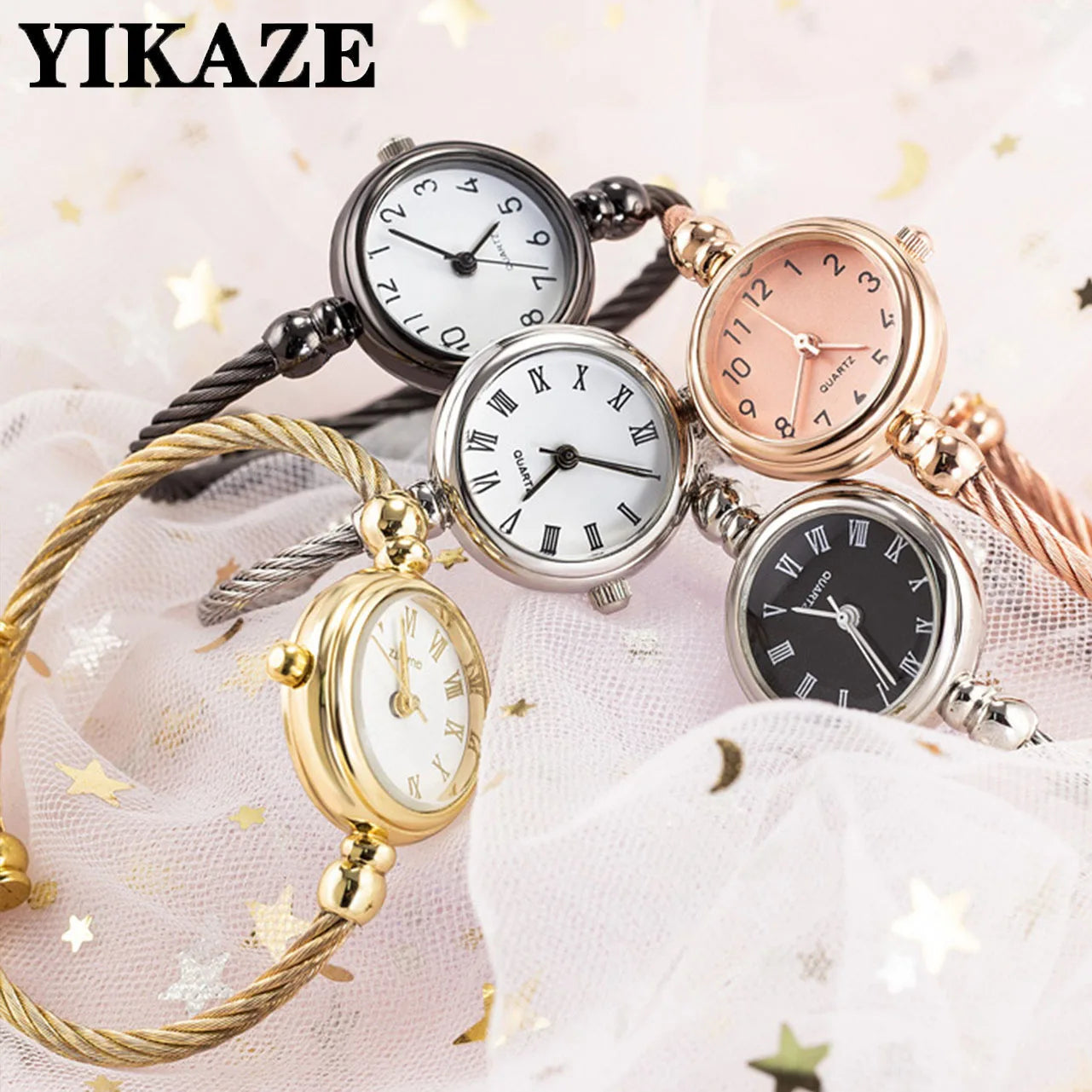 YIKAZE Women Bracelet Watch Retro Gold Bangle Women Watches Stainless Steel Retro Ladies Quartz Wristwatch Clock Dress Watch TU Streetsharks