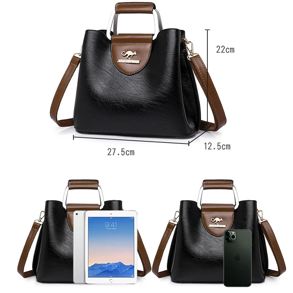 Luxury Designer Handbag Purses for Women 2024 Female Oil Leather Branded Shoulder Crossbody Messenger Tote Bag Small Fashion Sac