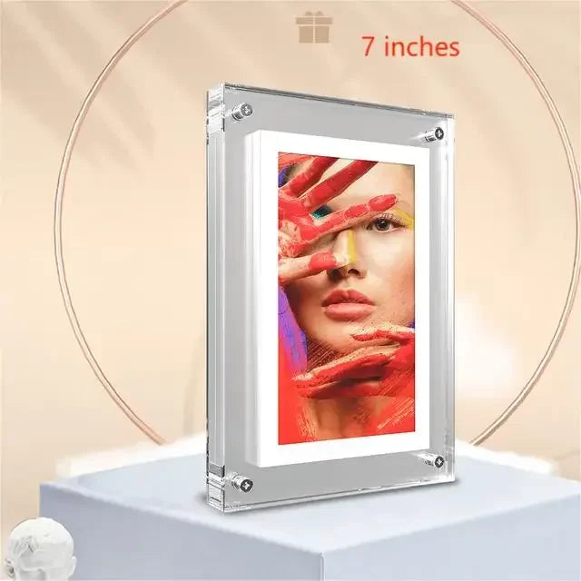 **CrystalView 5" Acrylic Digital Photo Frame – IPS Display | 1000mAh Battery | 2GB Memory**