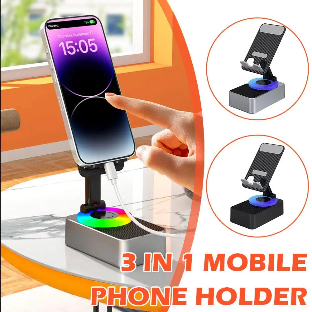 3-In-1 Mobile Phone Holder, Audio Power Bank, Bluetooth Call Speaker, Multi-Function Foldable Rotating Desktop Streetsharks