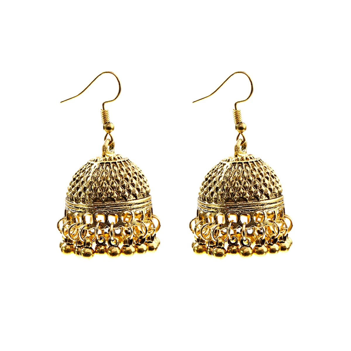 Ethnic Retro Geometric Turkish Jhumka Earrings For Women Indian Jewelry Flower Gold Color Bell Tassel Dangling Earrings Streetsharks