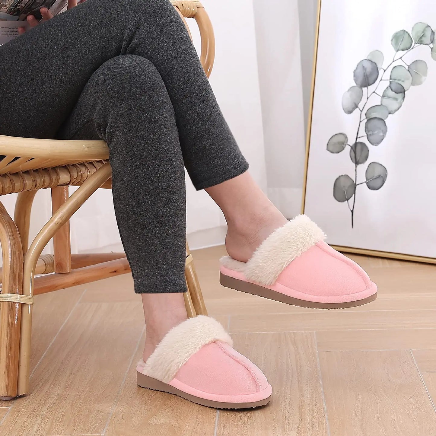 New Winter Fuzzy Women Slippers Indoor Soft House Shoes Fashion Brand Fluffy Suede Women Shoes Outdoor Antiskid Flat Slippers