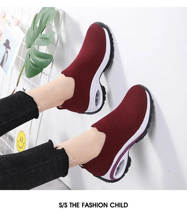 Wedge Platform Sneakers Women New Fashion Casual Sport Shoes Ladies Air Cushion Running Mesh Breathable Women Vulcanized Shoes - Streetsharks