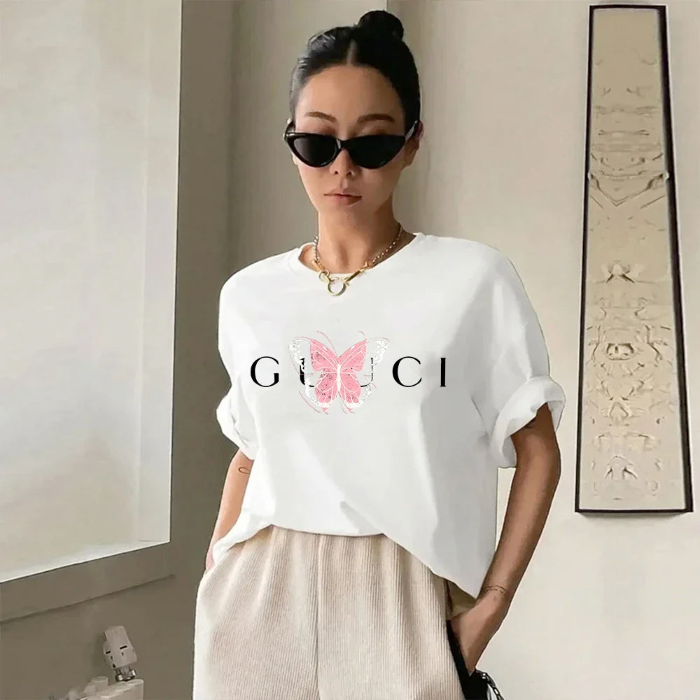 Women Brand T-shirt Classic Short Sleeves Tops&Tees Summer Breathable Harajuku Fashion Luxury Blouse Youthful Clothes for Woman