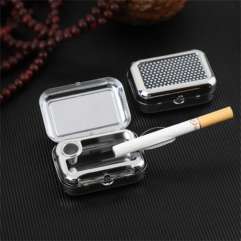 Outdoor Mini Portable Metal Cigarette Ashtray Fashion Ashtray Wiht Lockable Lid Desktop Ash Case Pocket Ashtray Gift For Man