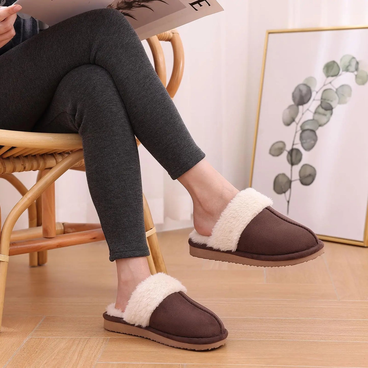 New Winter Fuzzy Women Slippers Indoor Soft House Shoes Fashion Brand Fluffy Suede Women Shoes Outdoor Antiskid Flat Slippers