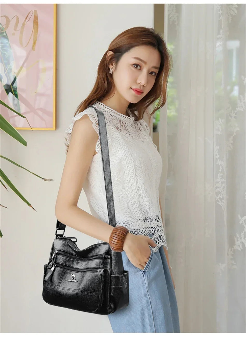 Brand Leather 3 Layers Alligator Crossbody Bag for Women Female Shoulder Messenger Sac Luxury Designer Ladies Handbags