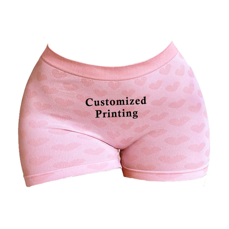 Your Own Logo Text Professional Custom Panties Love Heart Pink Knitting Underwear High-waisted Comfortable Breathable Panties