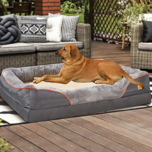 L XL 2XL 3XL Dog Bed Super Soft Orthopedic Foam Pet Bed Sleeping Mat with Cotton-padded Bolster and Removable Cover Streetsharks